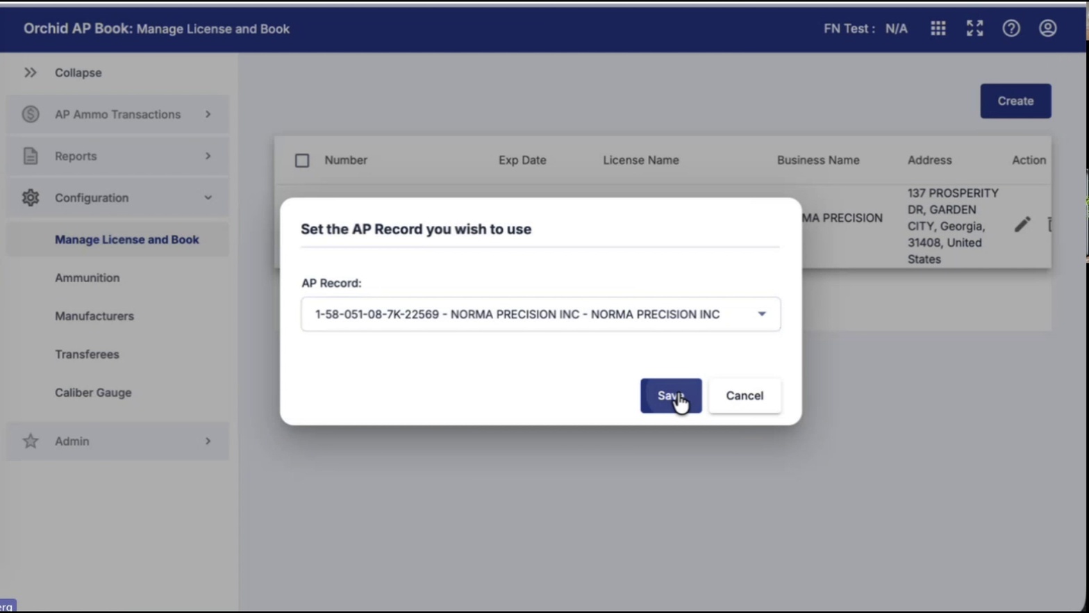 Set Active AP Record dialog