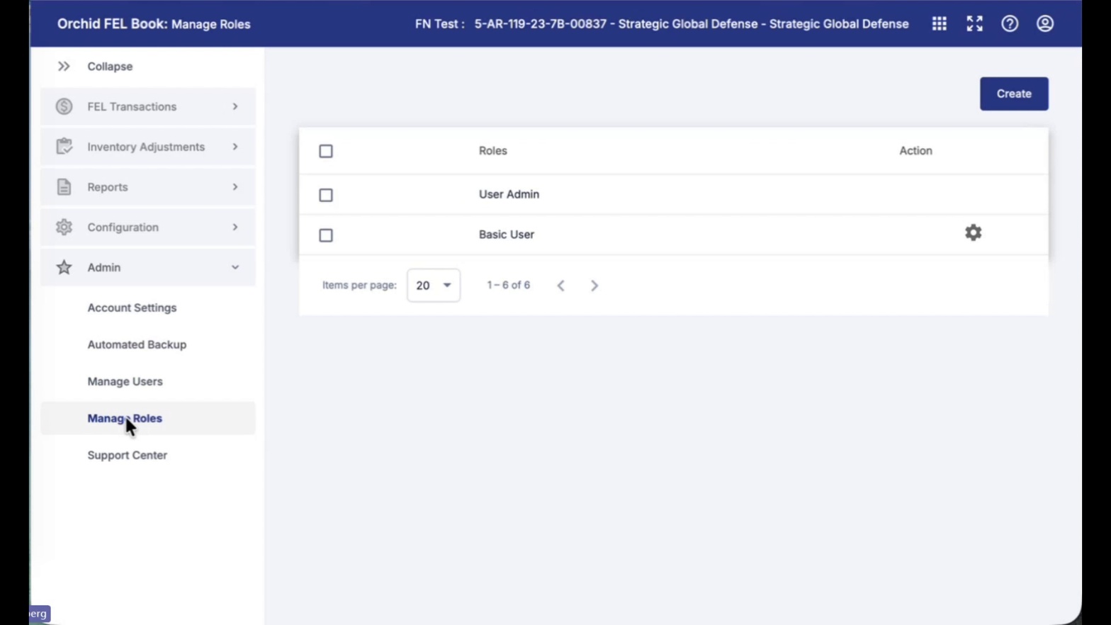 Manage Roles list