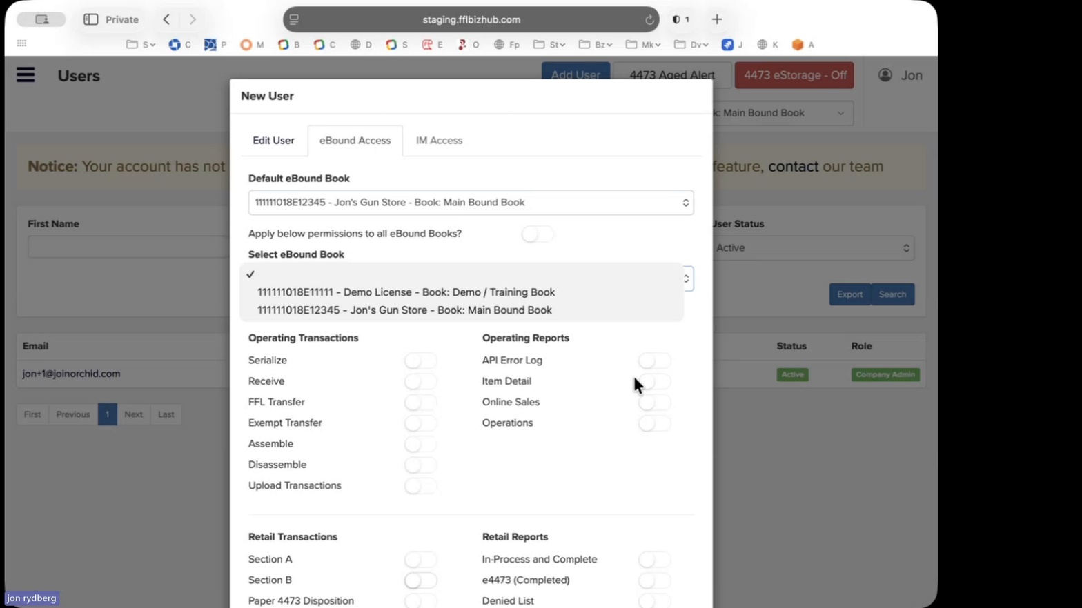 Apply permissions to all books toggle