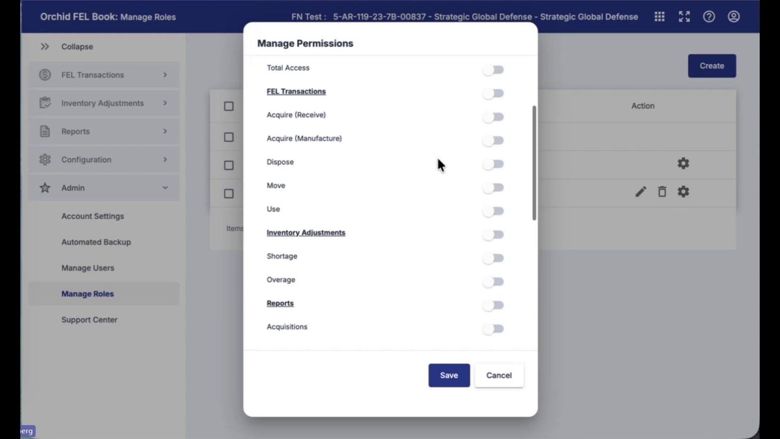 Manage Permissions dialog
