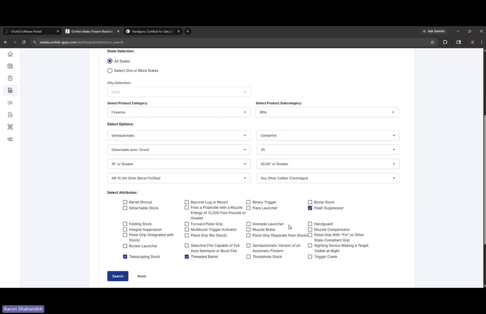 Attributes checkboxes selected