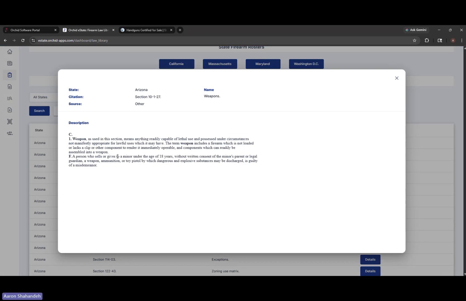 Law Library entry detail modal