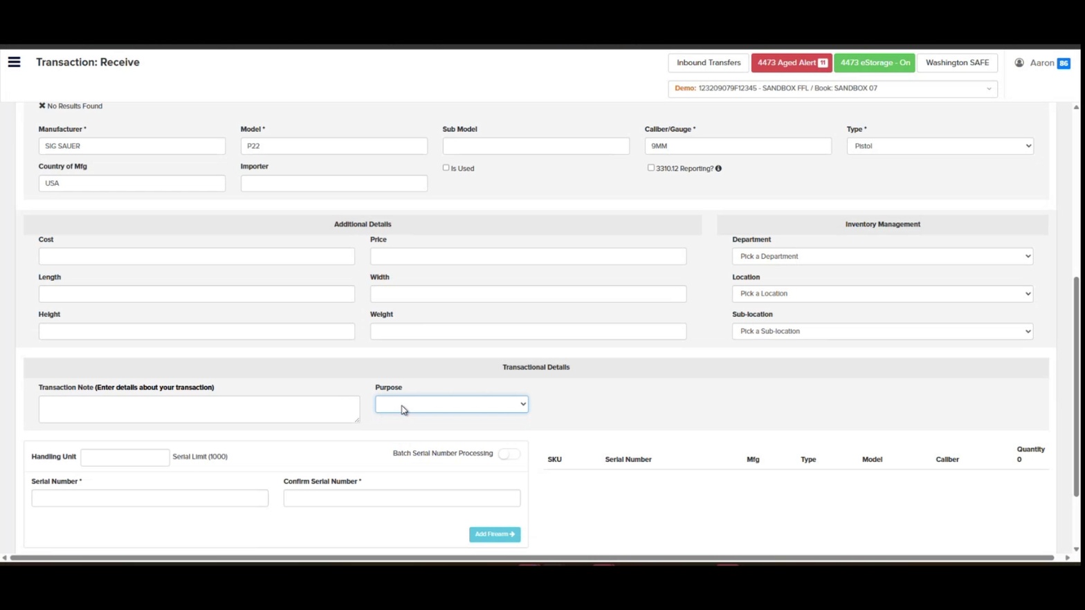 Purpose dropdown