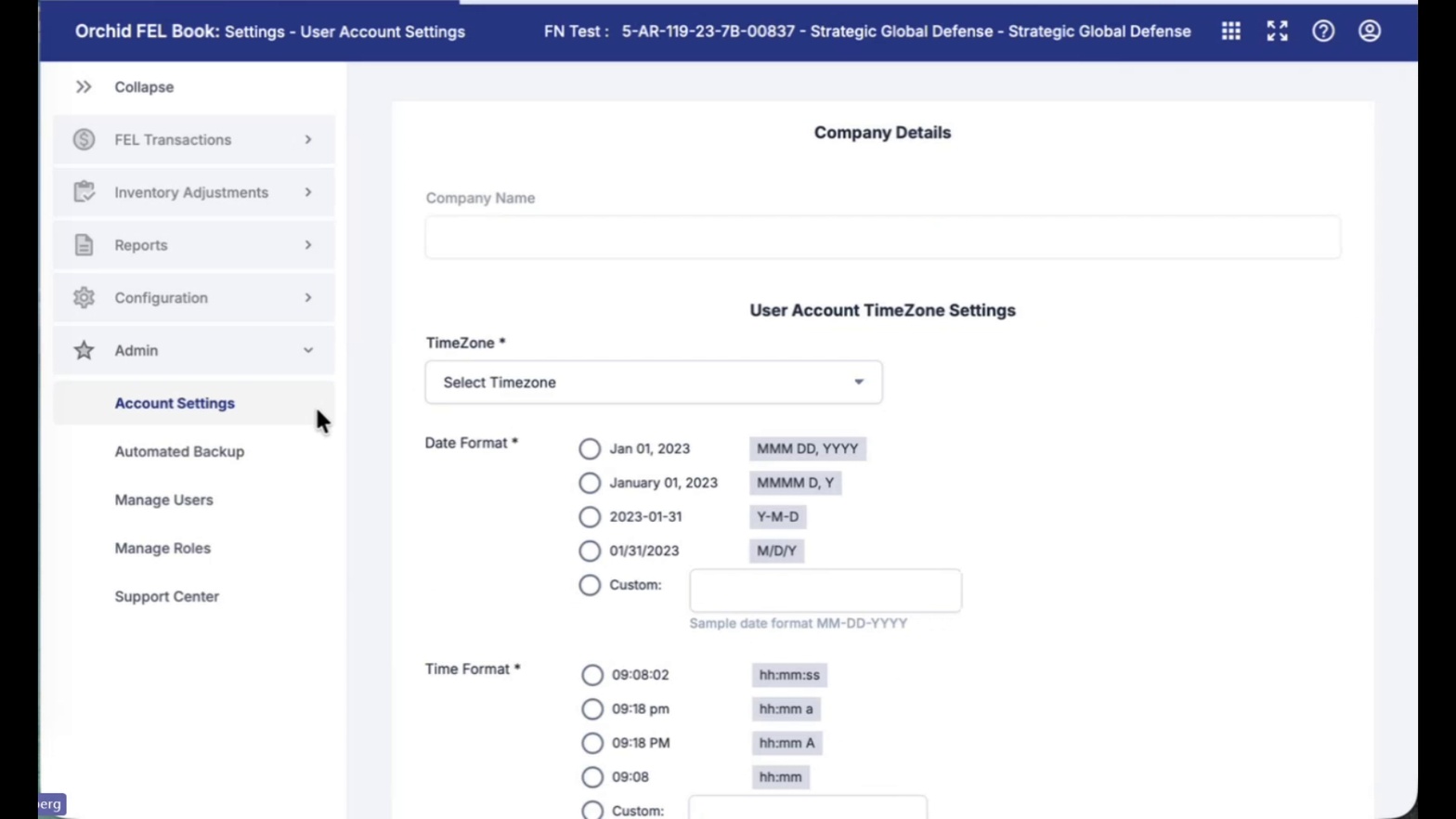 Account Settings page