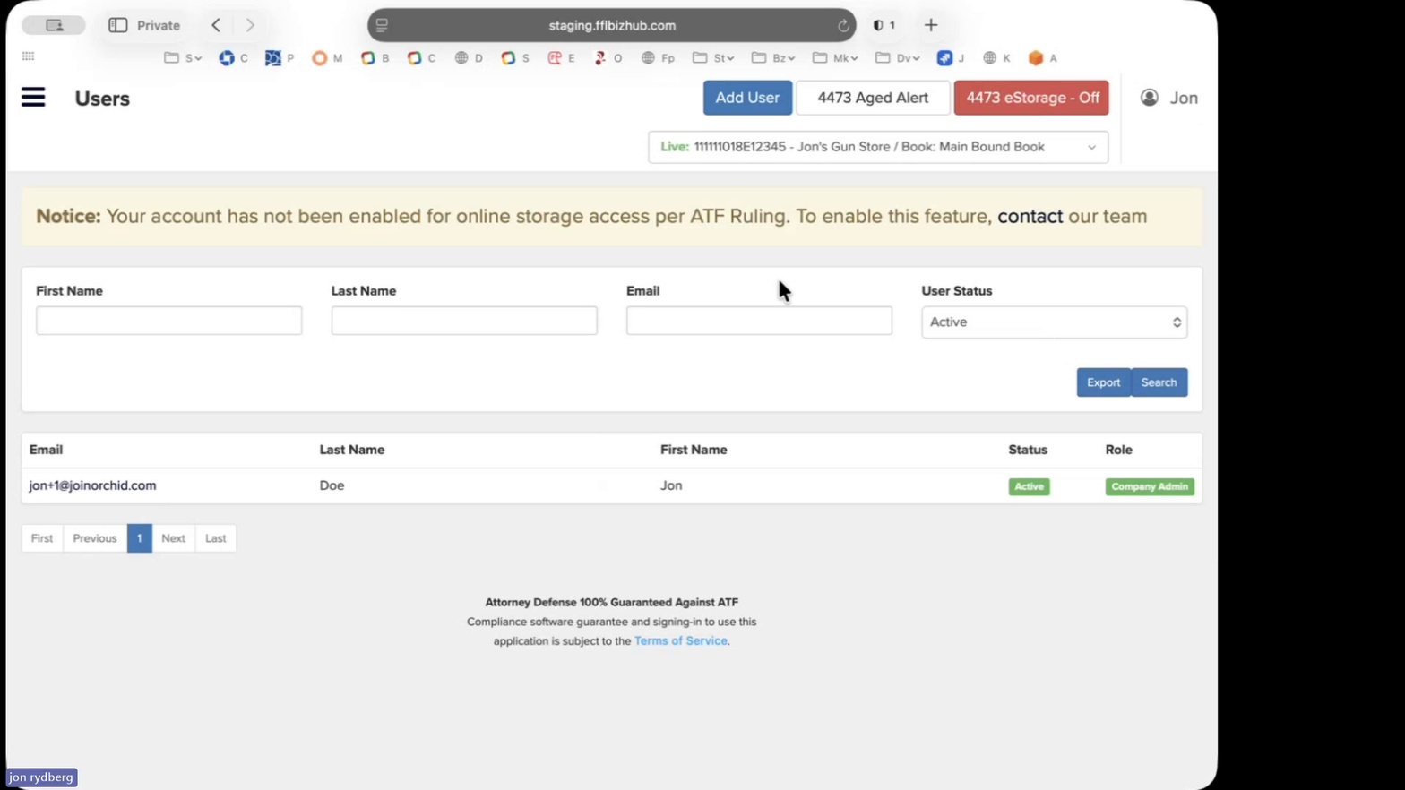Users page