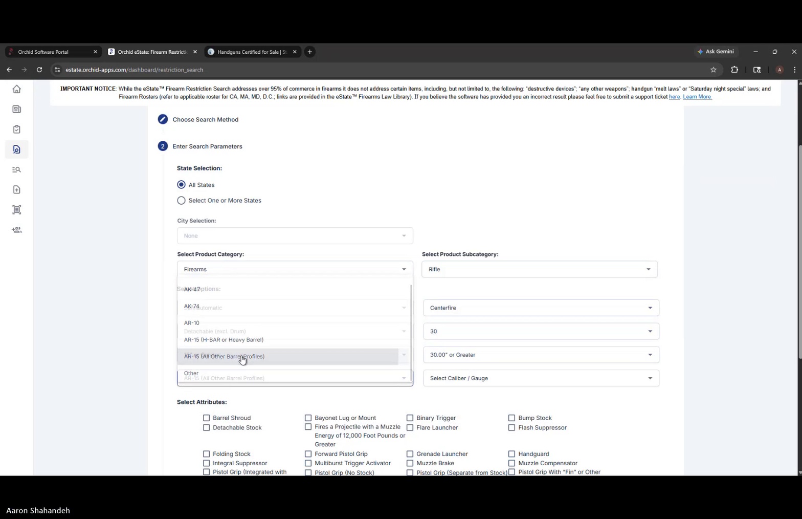 Platform dropdown options