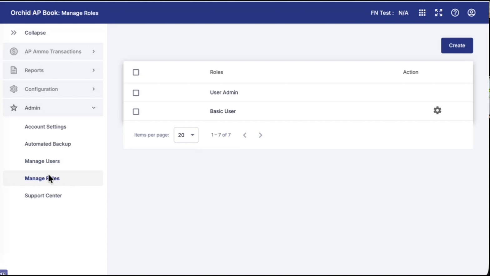 Manage Roles list