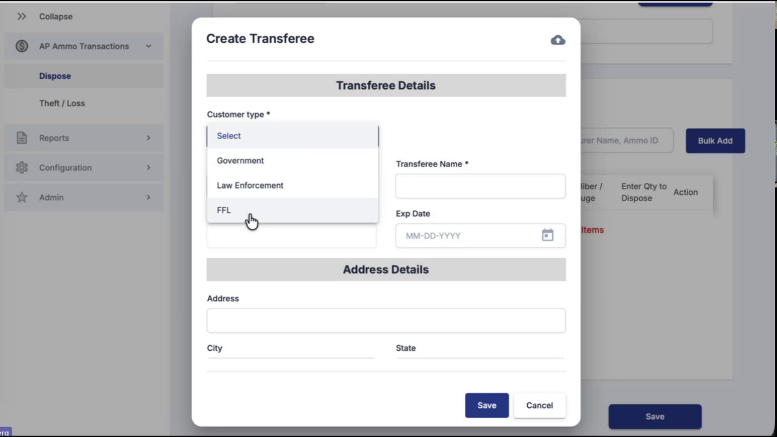 Customer type options