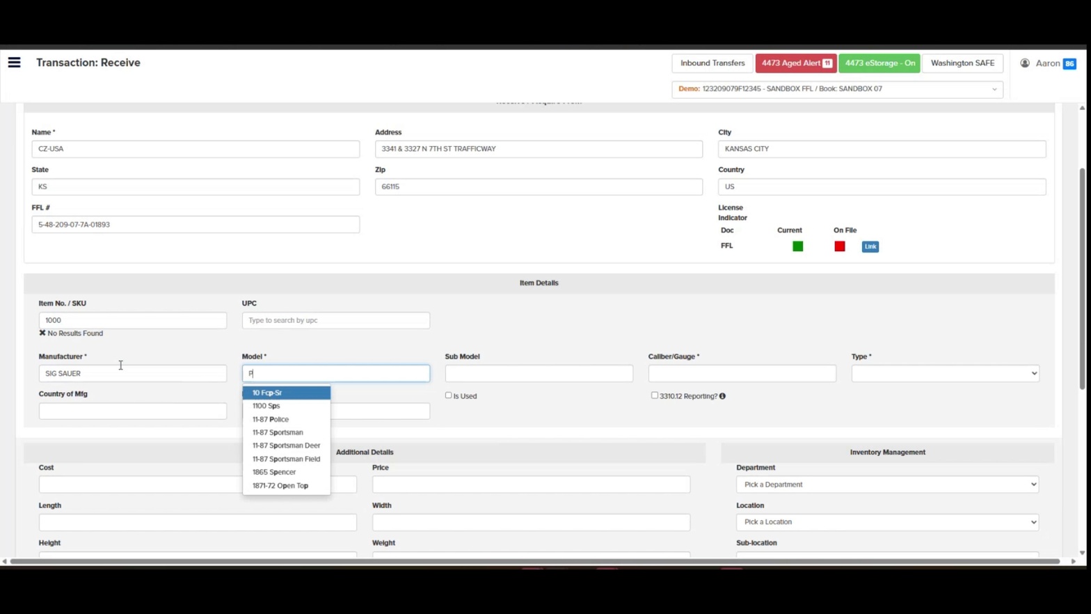 Model dropdown showing matching options