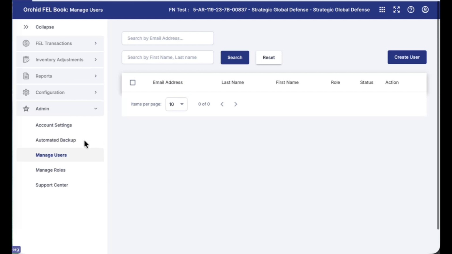 Manage Users list