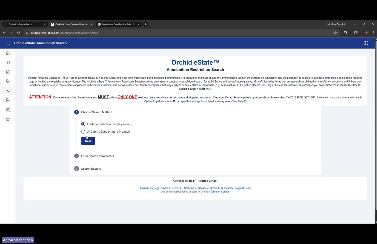 Ammunition Search landing page