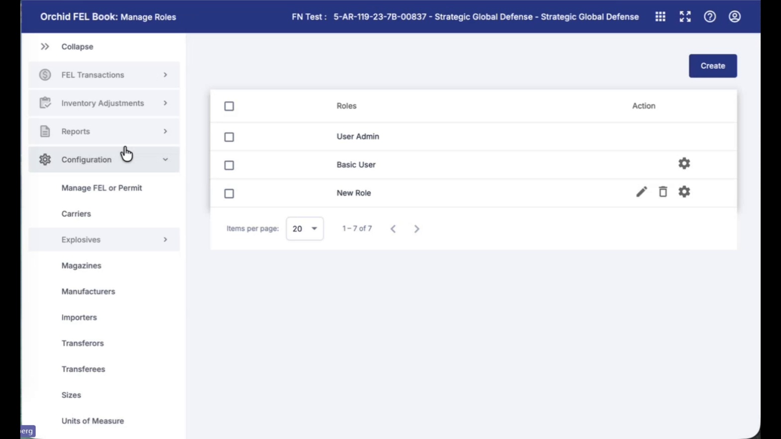 Configuration submenu