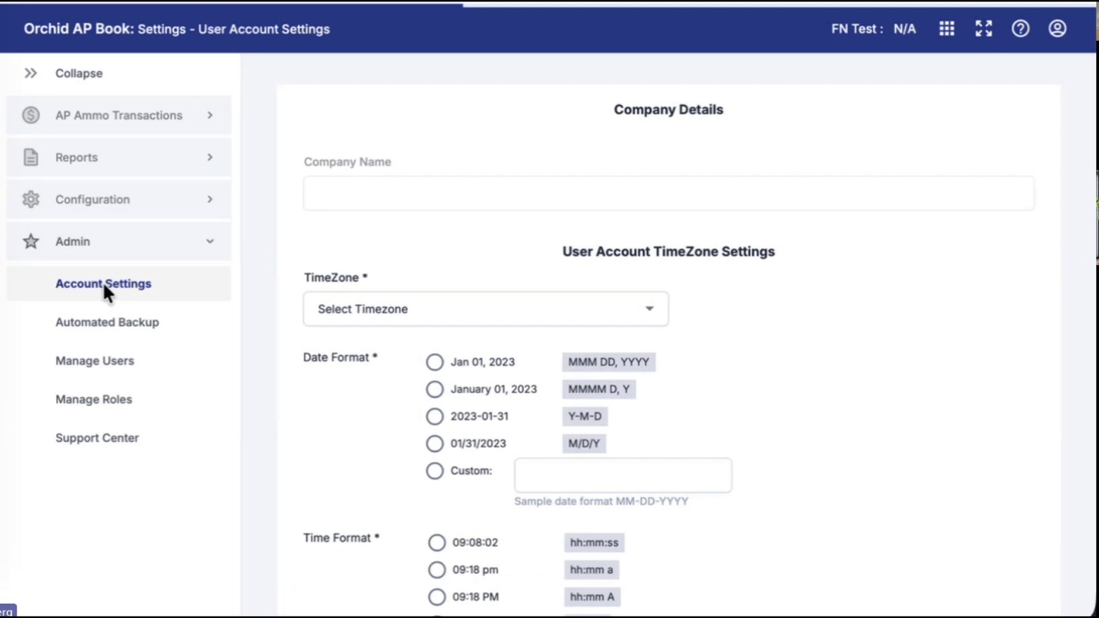Account Settings page