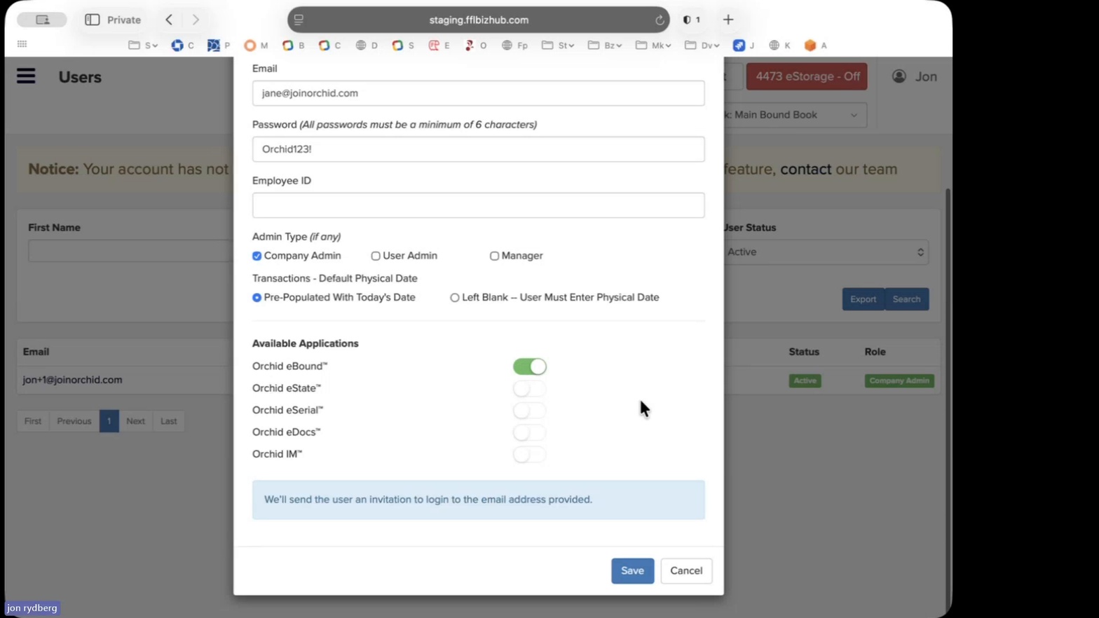 Available Applications with eBound enabled