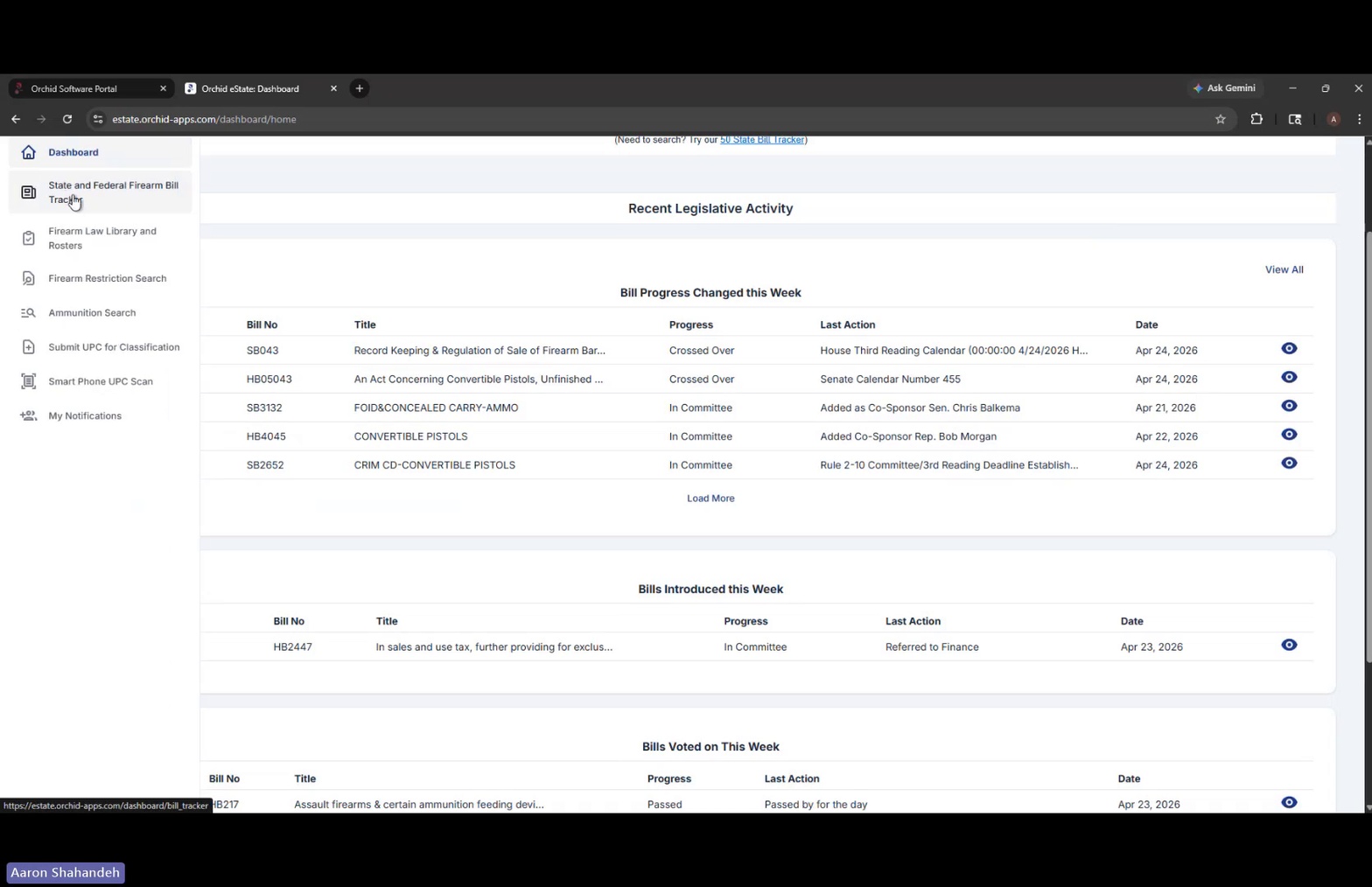 Left navigation menu expanded