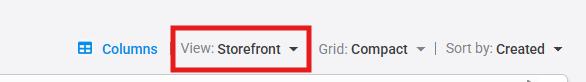 View dropdown set to Storefront