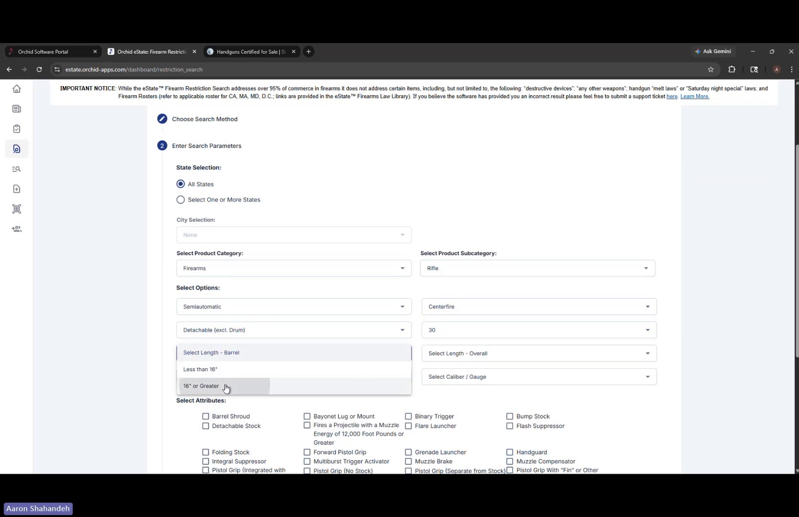 Options dropdowns populated